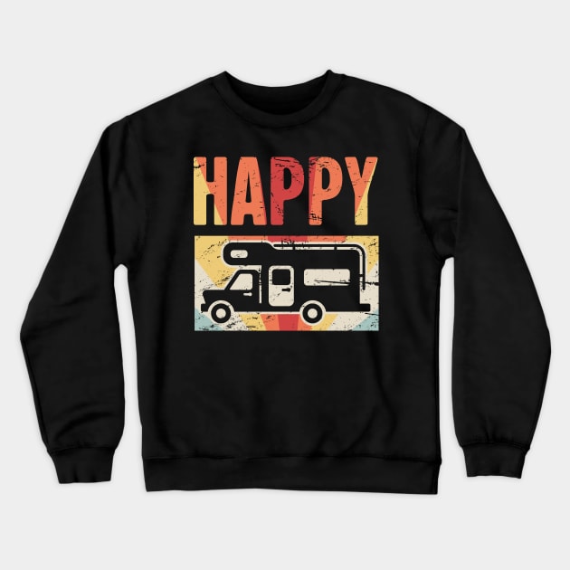 Happy Camper | Retro RV Crewneck Sweatshirt by MeatMan